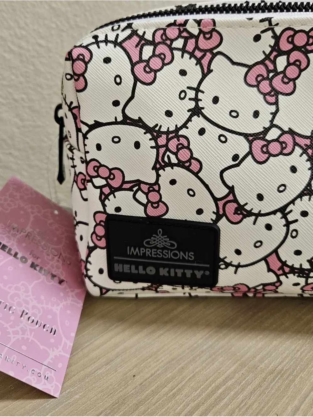 Hello Kitty Cosmetic Pouch Bag Waterproof Faux Leather Impressions Vanity Sanrio